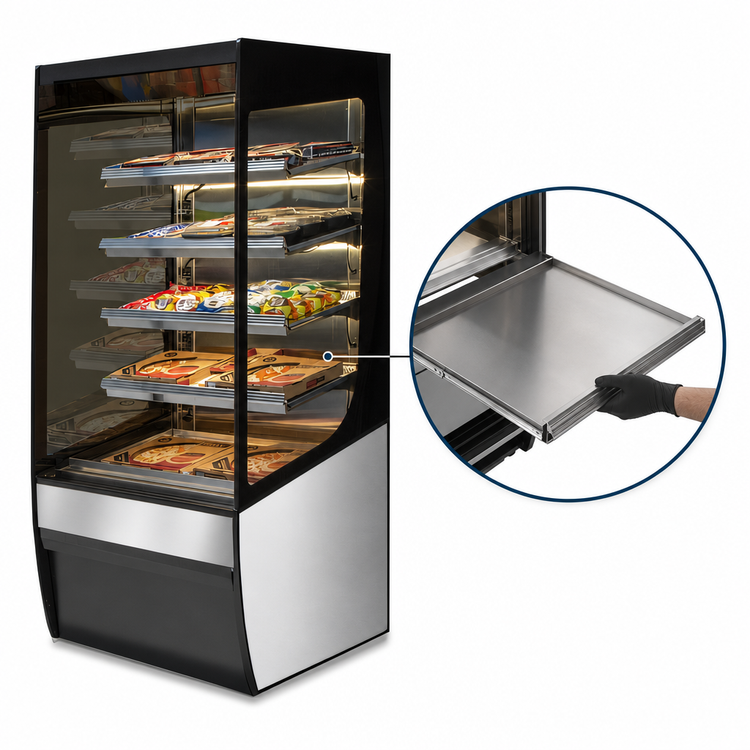 Product image #4 for Federal Industries Vision Series Heated Self-Serve High Profile Hot Food Merchandiser with 4 Heated Shelves, 24 x 33 x 78 Inches, Square Ends