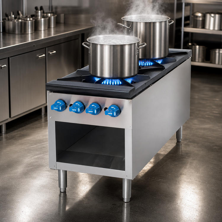 Product image #4 for Comstock-Castle 2CSP18 Gas Stock Pot Range, 18-Inch Wide x 42-Inch Deep, Open Front Cabinet Base, 2 Burner Sections, 220,000 BTU
