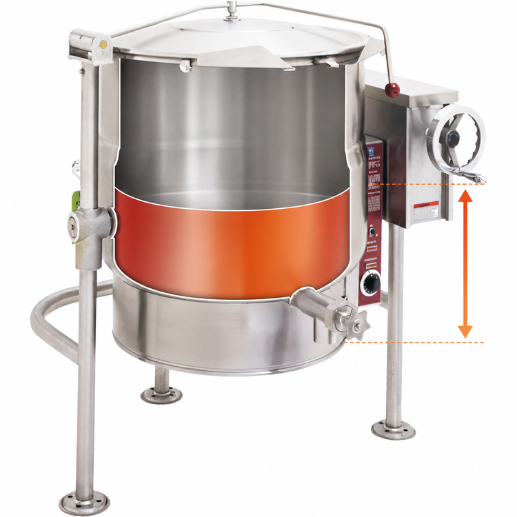 Product image #4 for Crown ELT-60 60 Gallon Electric Tilting Steam Kettle with Tri-Leg Base