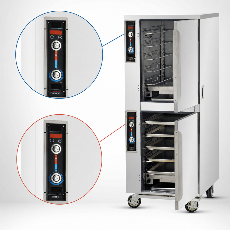 Product image #4 for FWE MT-1826-7-7 Full-Height Split-Cavity Mobile Humidified Heated Holding Cabinet, 10-Pan Capacity