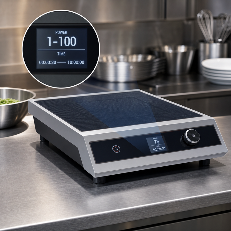 Product image #4 for Hatco Rapide Cuisine Heavy-Duty Countertop Single-Burner Induction Range with Black Glass-Ceramic Top, 120V, 1440W