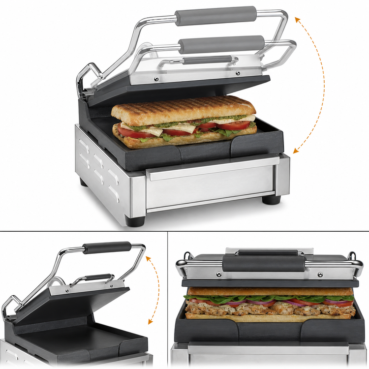 Product image #4 for Waring Tostato Perfetto Compact Electric Single Flat Countertop Panini Press, 9.75 x 9.25-Inch Surface, 120V