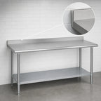 Thumbnail image #4 for Duke Manufacturing 314-36108-2R 108-Inch 14-Gauge 300-Series Stainless Steel Work Table with Straight Riser and Galvanized Undershelf