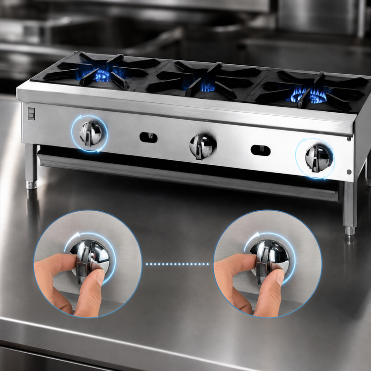 Product image #4 for Supreme JHP-224-F 24-Inch Floor Model Gas Hot Plate with 2 Open Burners