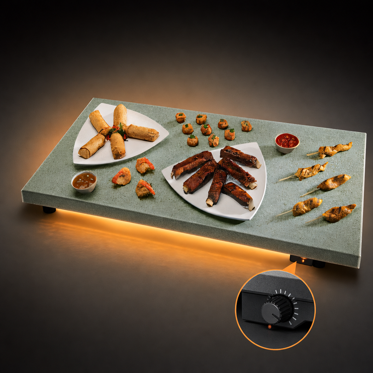 Product image #4 for Hatco Glo-Ray 36 x 18-Inch Portable Simulated Stone Rectangular Heated Shelf