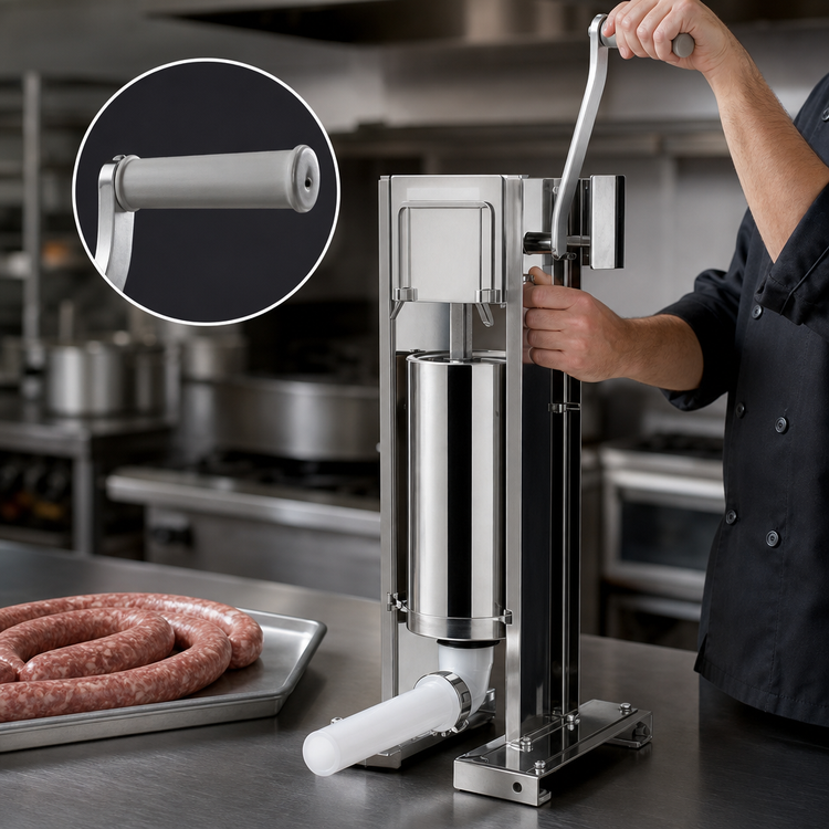 Product image #4 for Trento 2-Speed Manual Vertical and Horizontal Gear Drive Sausage Stuffer, 11 lb. Capacity