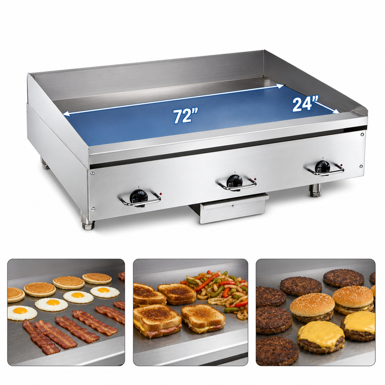 Product image #5 for Vulcan HEG72E Heavy Duty Countertop Electric Griddle with 72 x 24 Inch Polished Steel Cooking Surface