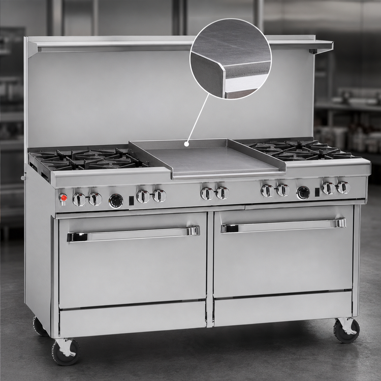 Product image #4 for Southbend Ultimate 60-Inch Gas Restaurant Range with 4 Open Burners, 36-Inch Griddle, Convection Oven, and Cabinet Base