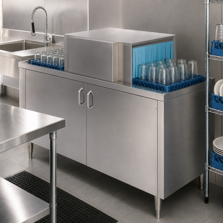 Product image #4 for Moyer Diebel SW400R 48-Inch Pass-Thru Conveyor Glasswasher, Right-to-Left, Low-Temp Chemical Sanitizing
