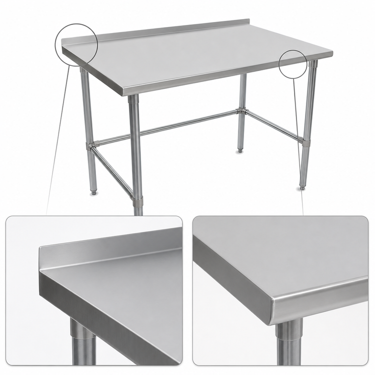 Product image #4 for John Boos Stallion 144 Inch x 24 Inch Stainless Steel Work Table with 1-1/2 Inch Rear Riser