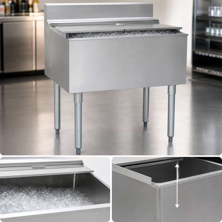 Product image #4 for Eagle Group 2200 Series Underbar Ice Bin/Cocktail Unit with Sliding Cover, 42 Inch x 24 Inch, 239 lb. Capacity