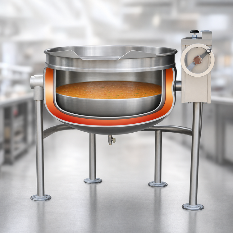 Product image #4 for Crown DLT-20F 20 Gallon Direct Steam Full Jacketed Tilting Kettle
