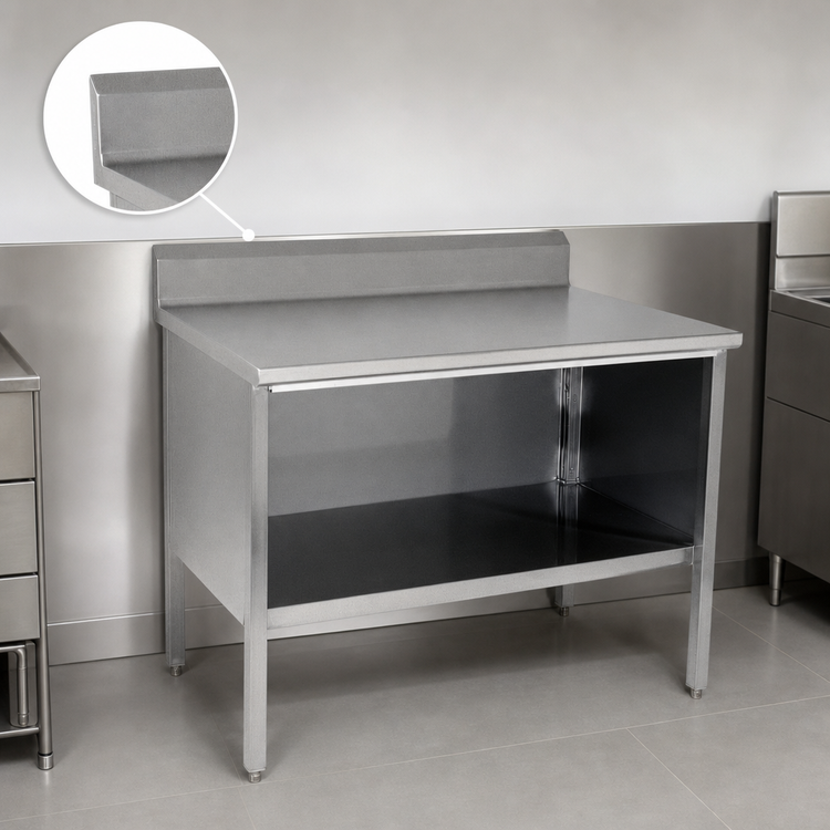 Product image #4 for John Boos Open Front Cabinet Base Stainless Steel Work Table, 120 x 30 Inches, 5 Inch Backsplash