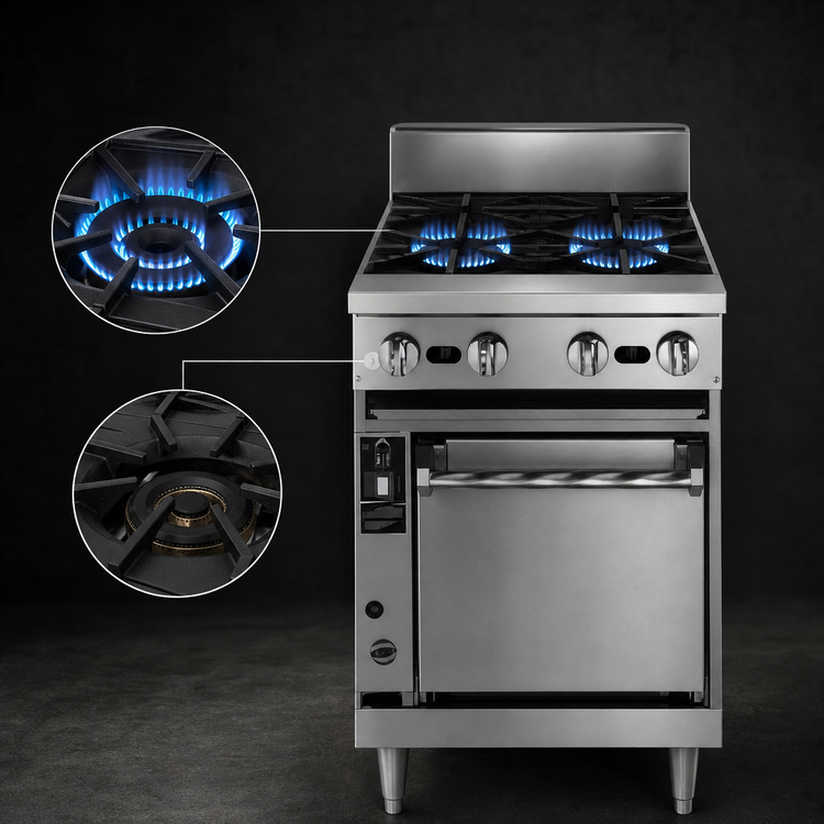 Product image #4 for Bistro JBR-2-12G-24 24-Inch Gas Restaurant Range with (2) Open Burners & 12-Inch Griddle