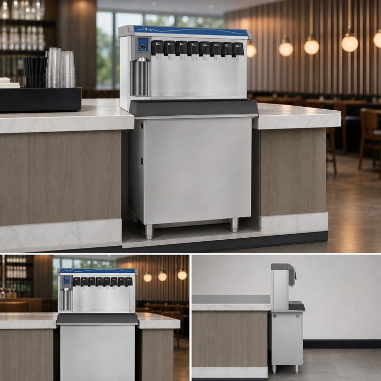 Product image #4 for Follett Vision VU155B8RL Low Profile Ice and 8-Valve Beverage Dispenser with Right Side Ice Chute