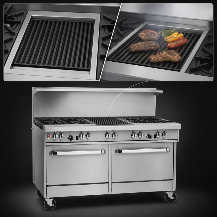Product image #4 for Southbend Ultimate 60-Inch Gas Restaurant Range with 6 Burners, 24-Inch Charbroiler, and 2 Convection Ovens