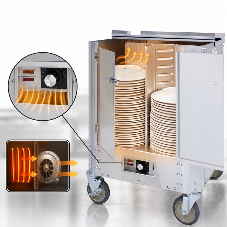 Product image #4 for Cres Cor Heated Dish Dolly, 240 Plate Capacity, Aluminum, Enclosed with Hinged Doors, 120V