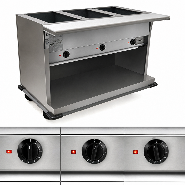 Product image #4 for Spec-Master PHT6CB-208 Portable Electric 6-Pan Hot Food Table with Enclosed Base