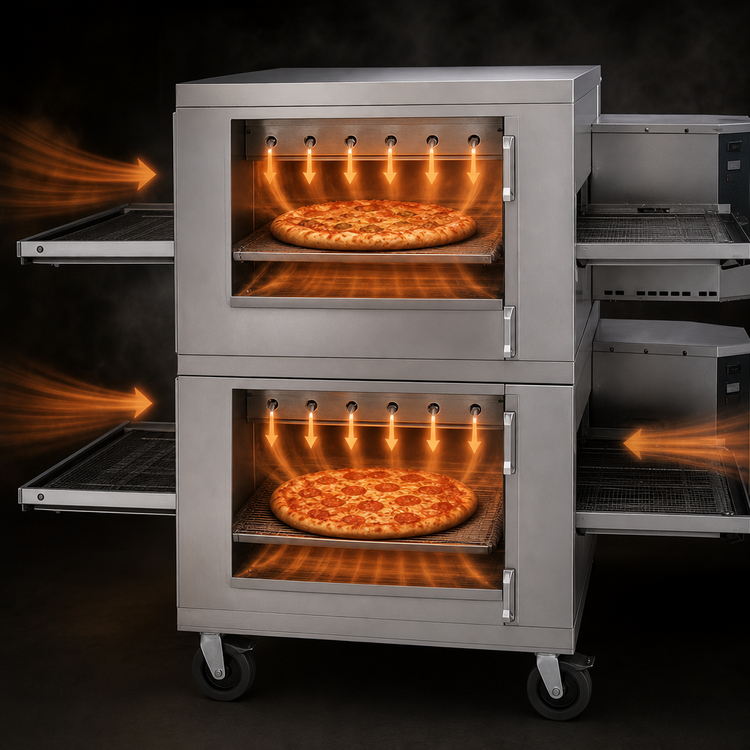 Product image #4 for Lincoln Impinger I 1400 Series Double-Stack Gas Conveyor Pizza Oven Package with FastBake Technology