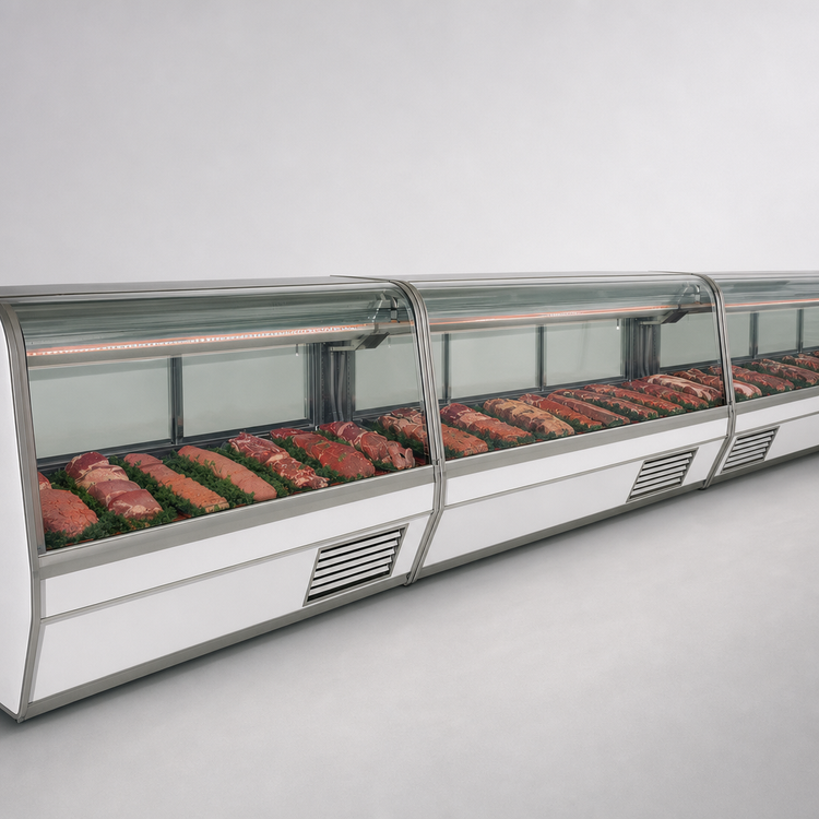 Product image #4 for Howard-McCray 32E Series 74-Inch Curved Glass Red Meat Service Case with LED Lighting