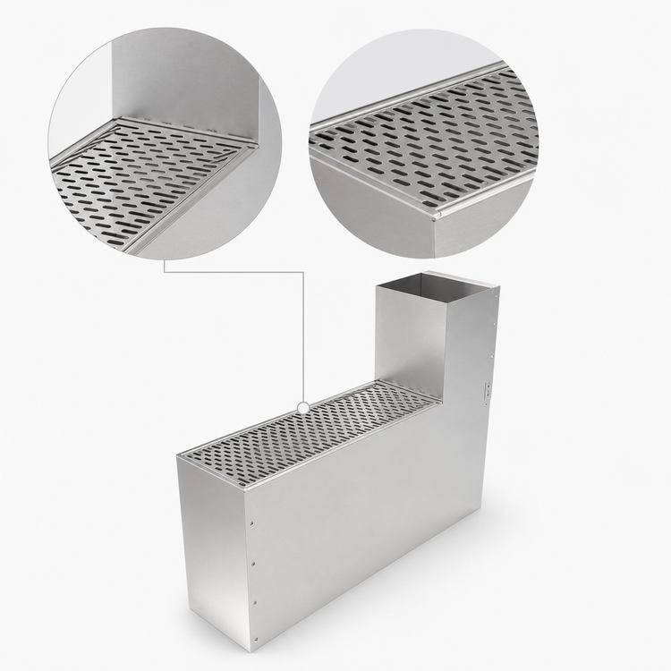 Product image #5 for Top Shelf TS Series 6-Inch Stainless Steel Underbar Filler Section with Backsplash and Drainboard Top