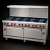Thumbnail image #4 for American Range 72-Inch Gas Restaurant Range with Left Griddle, 8 Open Burners, Left Standard Oven, and Storage Base