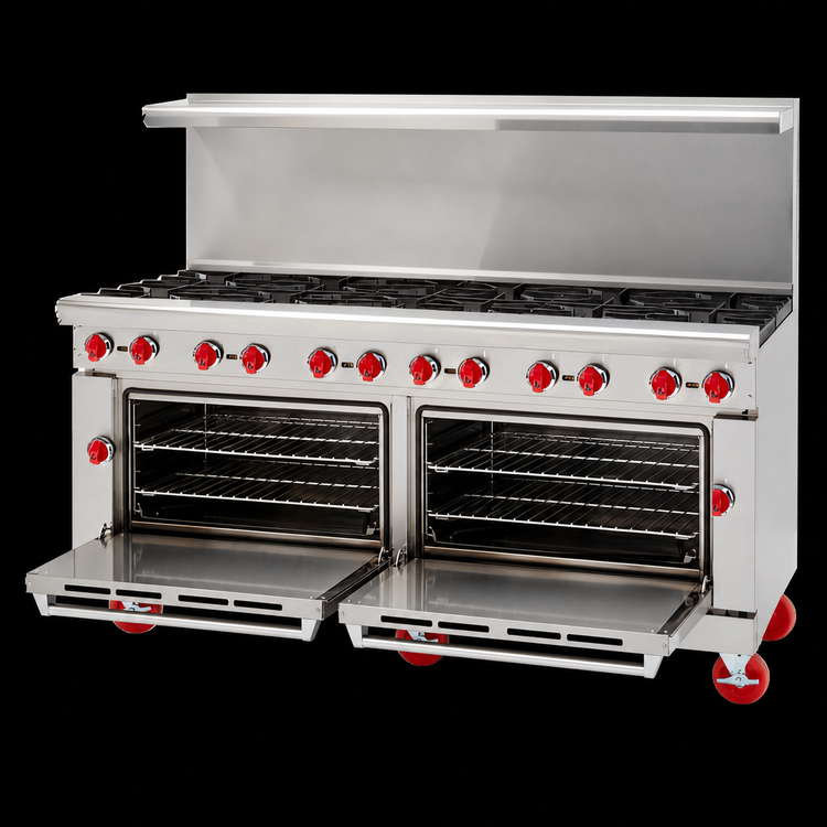 Product image #4 for American Range AR-12 72-Inch Commercial Gas Range with 12 Open Burners and 2 Standard Ovens