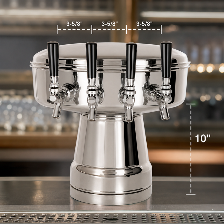 Product image #4 for Micro Matic Mushroom 4-Faucet Countertop Glycol-Cooled Stainless Steel Draft Beer Tower