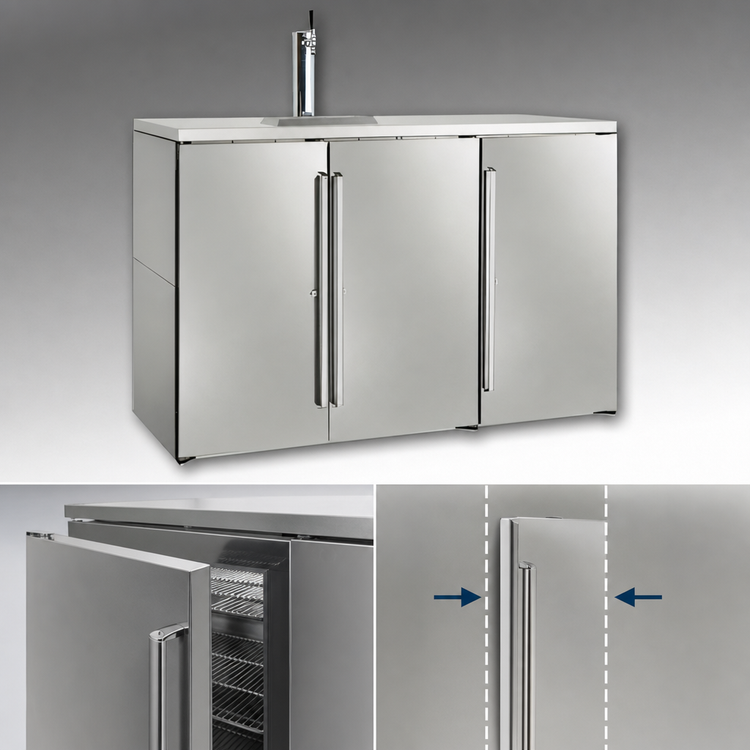 Product image #5 for Perlick BBRN60 60" Three-Section Narrow Door Remote Refrigeration Back Bar Cooler