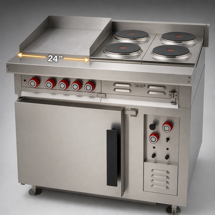 Product image #5 for Lang Marine 36-Inch Electric Heavy Duty Range with Convection Oven Base, 24-Inch Griddle, and 2 French Plates
