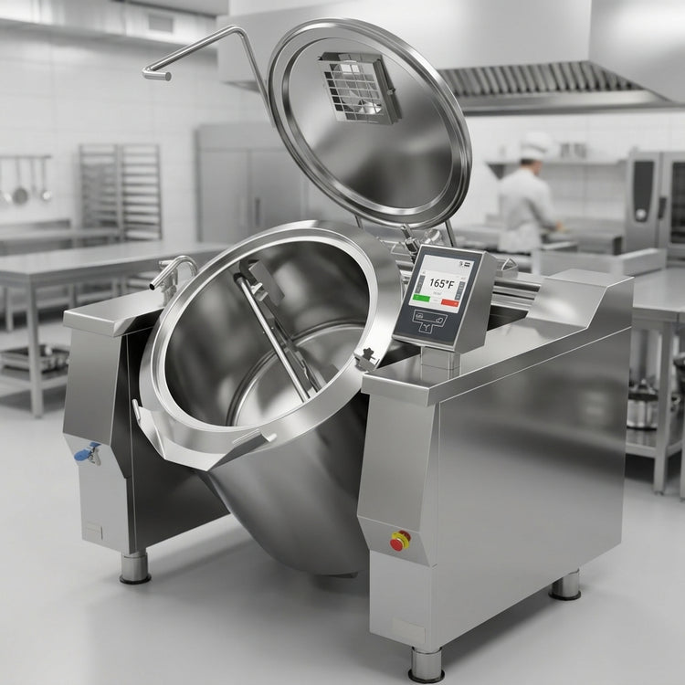 Product image #3 for Baskett UPRIE048M_V1 Tilting Kettle with Mixer, 48 Gallon Electric Indirect Heat