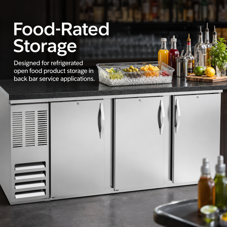 Product image #4 for Beverage-Air 78-Inch Three-Section Food-Rated Back Bar Refrigerator with Solid Doors