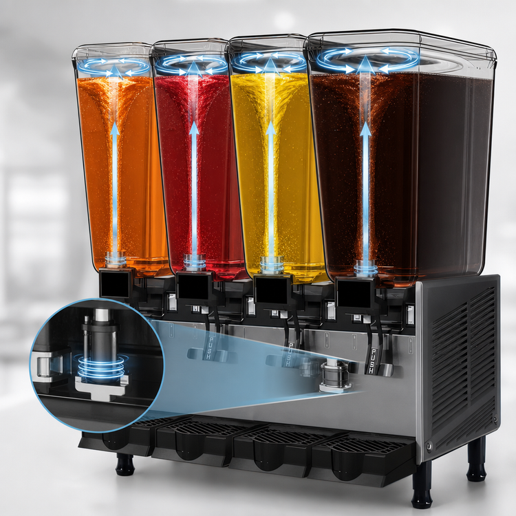 Product image #4 for Vollrath Pre-Mix Refrigerated Beverage Dispenser with Four 5.28-Gallon Bowls and Fountain Spray Circulation