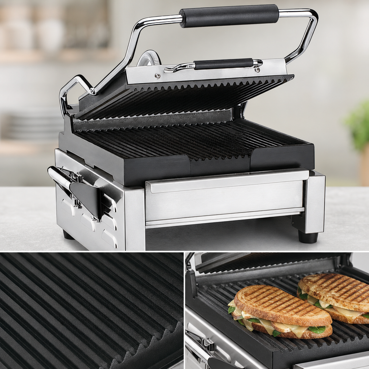 Product image #4 for Waring Panini Perfetto Compact Single Ribbed Panini Grill with Timer, 208V