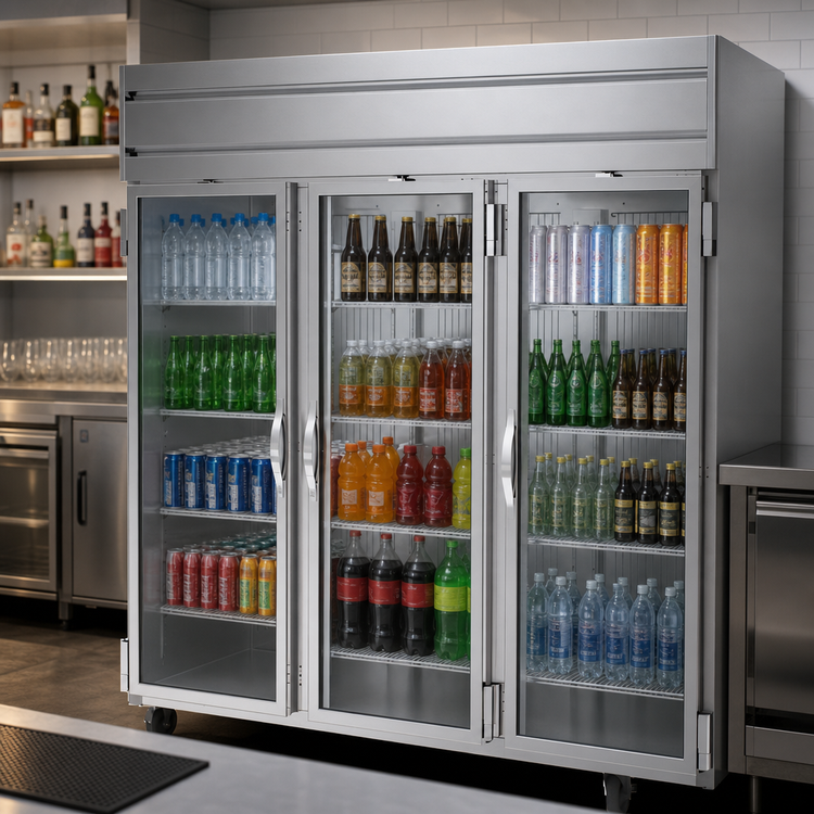 Product image #4 for Beverage-Air Horizon Series Three-Section Glass Door Reach-In Refrigerator, 71.52 Cu. Ft.