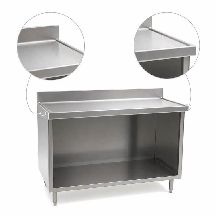 Product image #4 for Eagle Spec-Master Marine Series Stainless Steel Work Table with Cabinet Base, Open Front, and 4-1/2-Inch Backsplash, 84 x 24 Inches