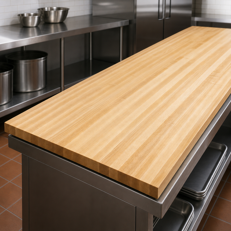 Product image #4 for John Boos Boos Block 120 Inch x 36 Inch x 1-1/2 Inch Edge Grain Maple Kitchen Countertop, Oil Finish