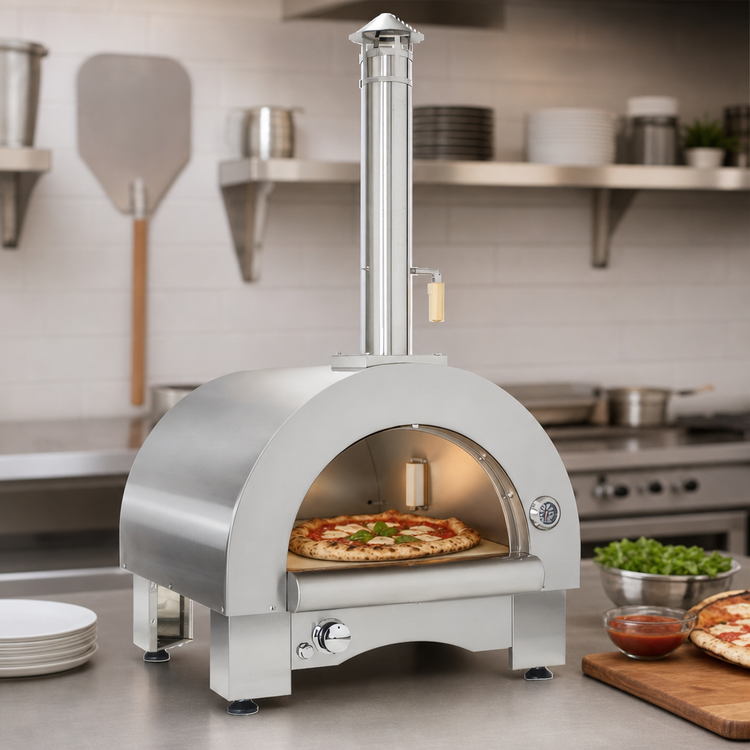 Product image #4 for Omcan USA 33-Inch Countertop Wood and Propane Gas Pizza Oven, Single Deck