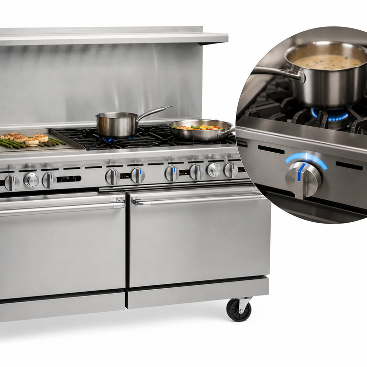 Product image #4 for Imperial Pro Series 60-Inch Gas Restaurant Range with 6 Open Burners, 24-Inch Griddle, and 2 Convection Ovens