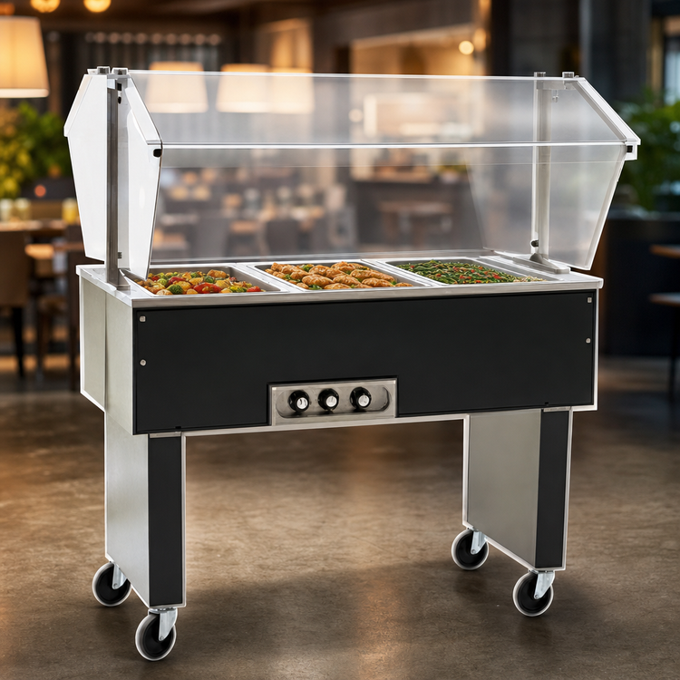 Product image #4 for Eagle Service Mate Deluxe Portable 4-Well Buffet Hot Food Table, Stainless Steel Top, 240V, 3-Phase
