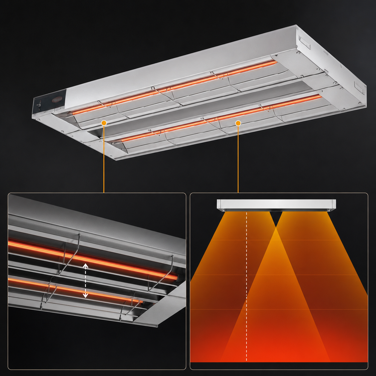 Product image #4 for Hatco Glo-Ray® 108-Inch Unlighted Infrared Strip Heater with Double Metal Heating Rods