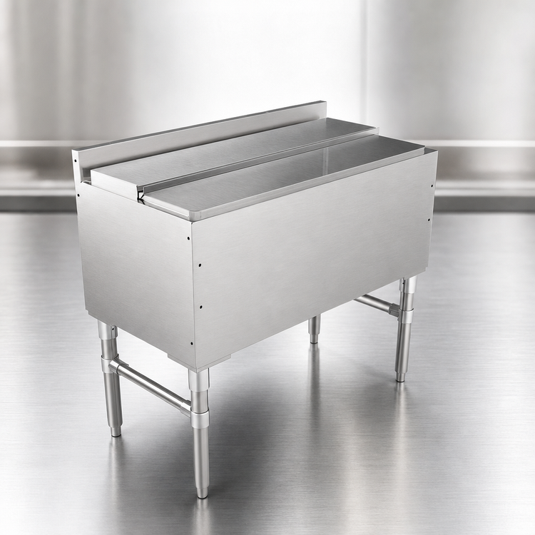 Product image #4 for John Boos Slim-Line 36-Inch Stainless Steel Underbar Ice Bin/Cocktail Unit with 2-Piece Sliding Lid