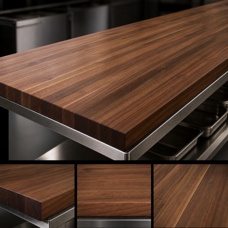 Product image #4 for John Boos Boos Block 144" x 32" American Black Walnut Edge Grain Kitchen Countertop