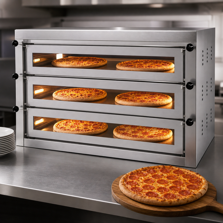 Product image #4 for Jet-Air Countertop Gas 3-Deck Pizza Oven with Full-View Glass Doors, 6 x 18-Inch Pizza Capacity