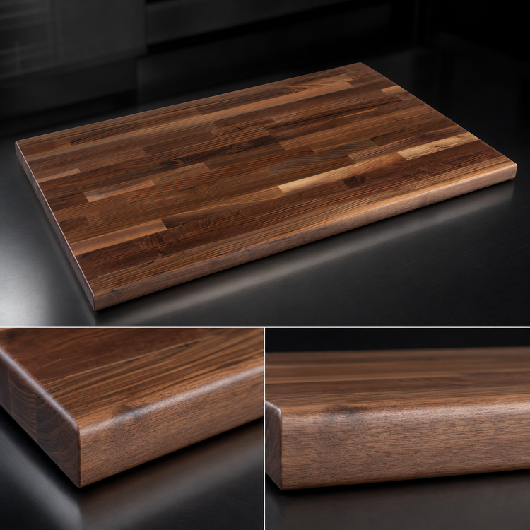 Product image #4 for John Boos Boos Block 24 x 25 Inch Blended Edge Grain American Black Walnut Kitchen Countertop with Varnique Finish