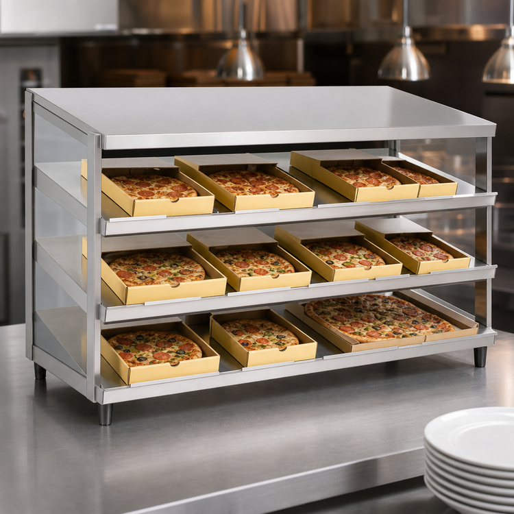 Product image #4 for Countertop Pass-Thru Pizza Warmer with Triple Slant Shelves, 48 x 24 Inches