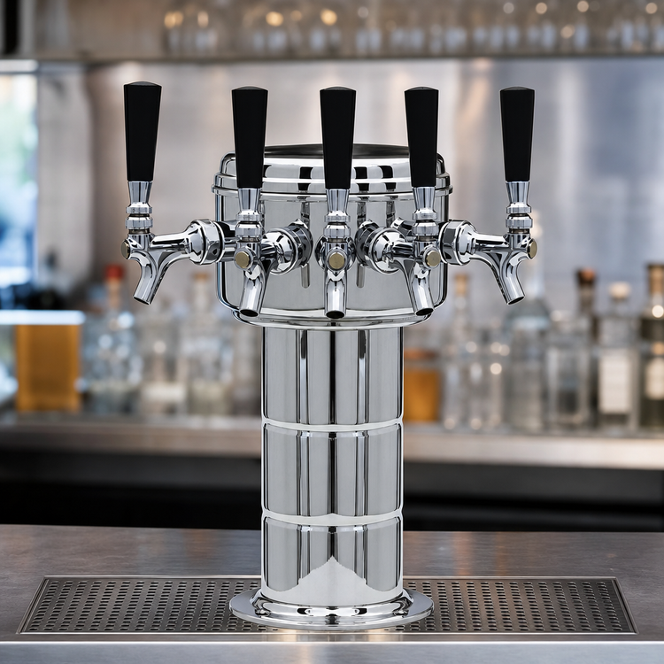 Product image #4 for Mini Mushroom 5-Faucet Air-Cooled Countertop Draft Dispensing Tower, Mirror Finish