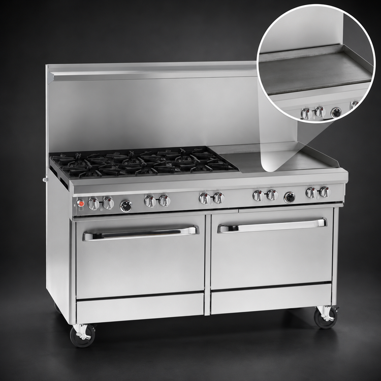 Product image #4 for Southbend Ultimate 60-Inch Gas Restaurant Range with 6 Burners, 24-Inch Griddle, and 2 Cabinet Bases