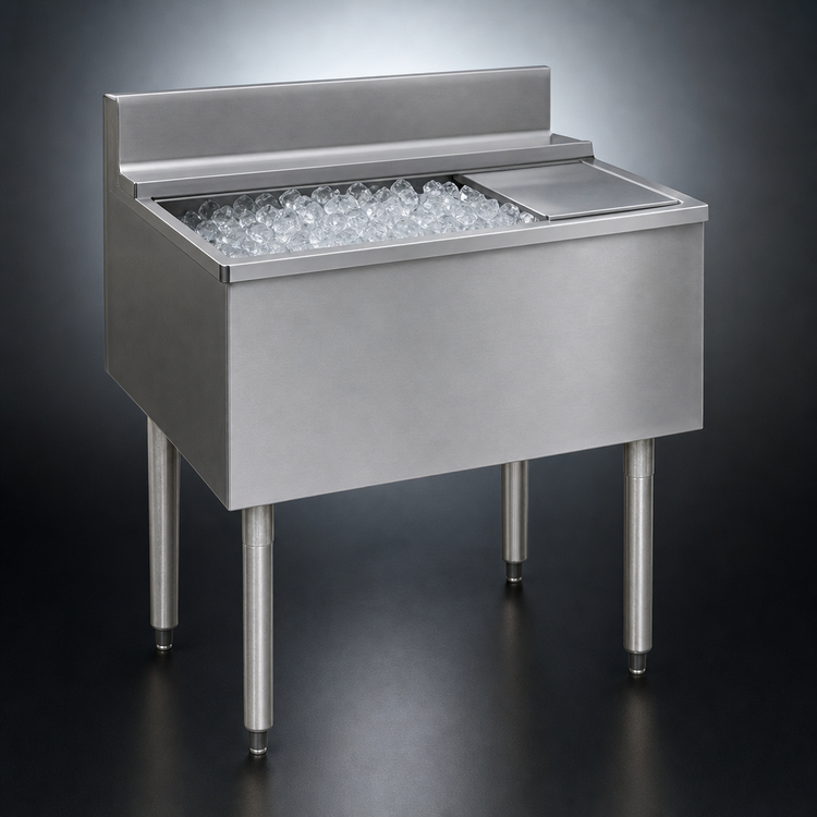 Product image #4 for Eagle Group 2200 Series 48-Inch Underbar Ice Bin/Cocktail Unit with Sliding Cover, 12-Inch Deep, 208 lb Capacity