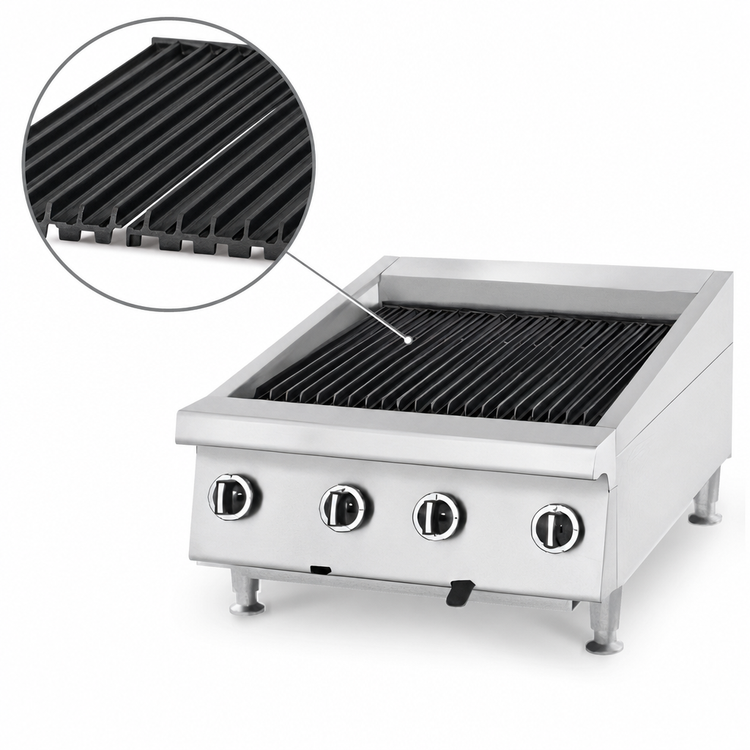 Product image #4 for 24-Inch Countertop Gas Radiant Charbroiler with Non-Adjustable Cast Iron Grates